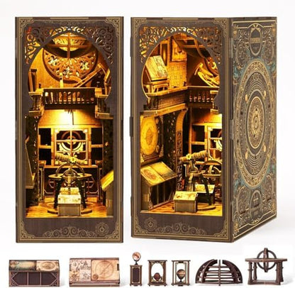 Book Nook Kit for Adult - Miniature Model Build Dollhouse Kit 3D Wooden Puzzle with Sensor Led Light for Bookshelf Bookend Insert Decor Adults Teen Crafts(Astronomy Museum) by THRIVINGIVAN