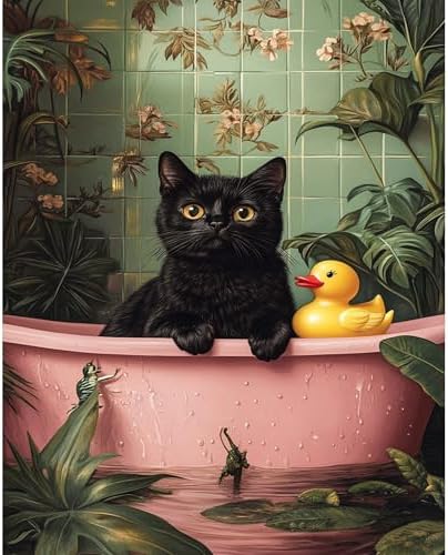 Ycydilirab Black Cat Paint by Numbers Kit for Adults - Black Cat Paint by Number for Adults,Canvas Paint by Numbers for Wall Art Decor 16×20 Inch by Ycydilirab