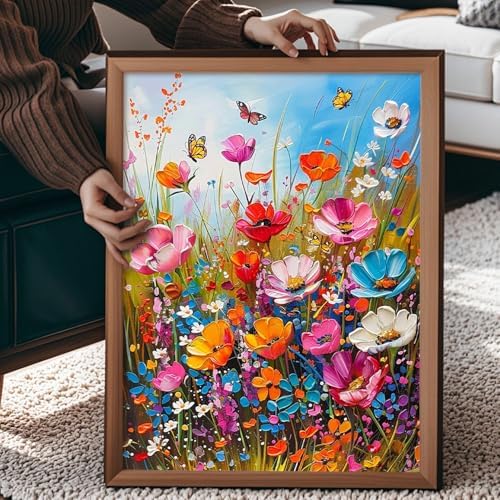 Qaisxoty Paint by Numbers Kit for Adults Beginner - Acrylic Flowers Rolled Canvas Adult Paint by Number with Canvas, Box, Brushes, Acrylic Paints - Floral Paint by Numbers Gift, Home Decor - 12”x16” - Image 3