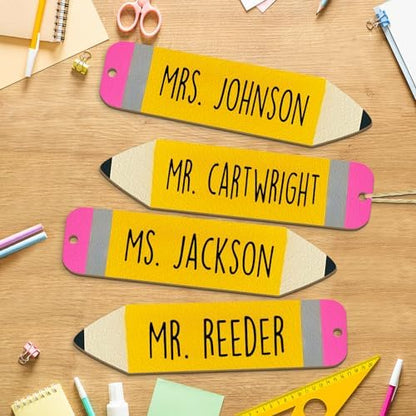Wooden Ornaments to Paint 7 Inch, Wooden Pencil Cutouts Back to School DIY Blank Unfinished Labels Tags Crafts Teacher Appreciation Week Gifts Ornament for Student Hanging Decorations(10PCS) - Image 4