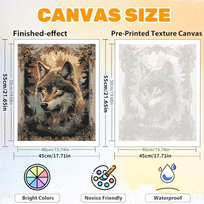 CRZMODE Wolf Paint by Numbers Kit for Adults, Wolf Paint by Numbers for Adults, Acrylic Painting Crafts for Home Decor Gift (16x20inch) - Image 3