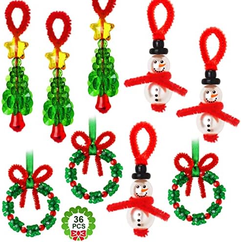 GYGOT Christmas Crafts,36 Sets Beaded Ornament Kit,Xmas Party Holiday Craft by RINOLY