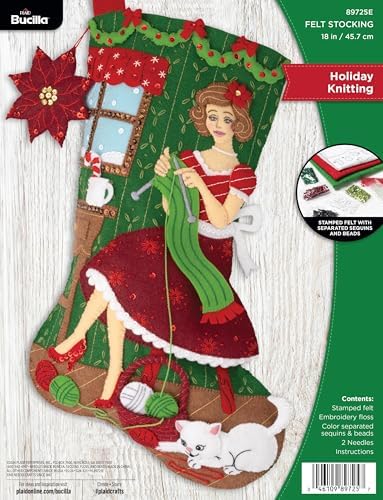 Bucilla, Felt Applique 18" Stocking Making Kit, Holiday Knitting, Perfect for DIY Arts and Crafts by Bucilla
