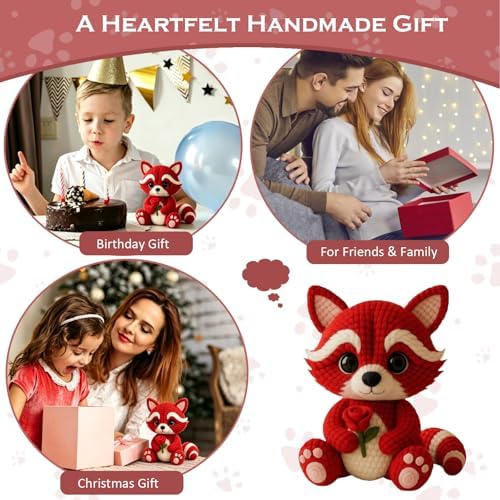 Morcolplus Raccoon Crochet Kit for Adults & Beginners, Amigurumi Raccoon Crochet Starter Kit with Step-by-Step Video Tutorials, DIY Yarn Craft Crochet Animal Kit, Cute Woodland Gift - Image 4