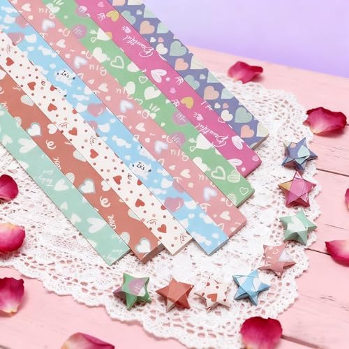 2160 Sheets Origami Star Paper Strips with 4 Different Designs, Origami Star Paper Strips Lucky Star for DIY Arts Crafting, Handicrafts (32 Color) - Image 4