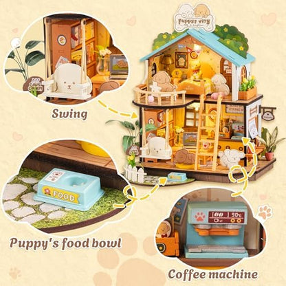 Rolife Puppy's Cozy Villa DIY Miniature Dog House for Pet Lovers Gifts - Image 5