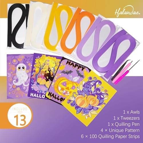 Halandar Paper Quilling Tool Set with 6 Color 5mm Quilling Strips & 4 Cards - Image 3
