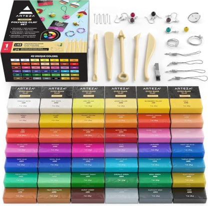 ARTEZA Polymer Clay Set, Colors, 1 oz Oven-Bake Blocks with Tools, Set of 42 (Pack of 12) by ARTEZA