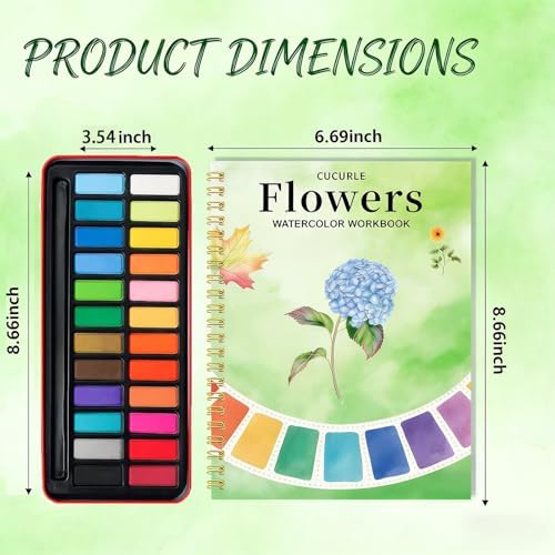 Watercolor Workbook for Beginners - 24 Colors Paint Set & Coloring Book, All-in-One Watercolor Painting Kit, Artistic Exploration Gift for Adults and Teens (Flowers) - Image 2