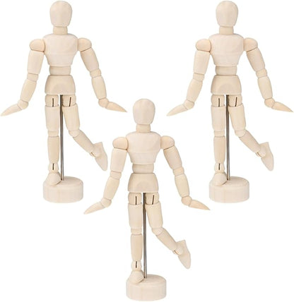 Angoily 4.5 Inch Wooden Manikin Posable Art Model Figure for Drawing Sketching with Jointed Wood Body and Stand Artists Desktop Mannequin for Home Office Decoration