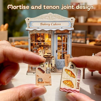 DIY Miniature House Kit, Bakery Book Nook Kit, 3D Wooden Puzzles Bookshelf Craft Kits, Dollhouse Kit with LED Light, Mini Building Kit for Adults Teen to Build(Bakery Shop) - Image 5
