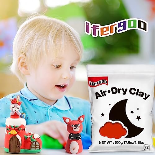 ifergoo 500g Red Air Dry Clay, 1.1LBS DIY Creative Modeling Clay for Kids - Image 5