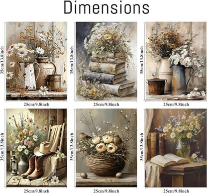 AOSGEDY 6 Pack Paint by Numbers Kit for Adults Beginner, Vintage Flower Adult Paint by Number Kits on Canvas, Flowers DIY Acrylic Oil Painting by Numbers Kits, Perfect for Home Decor 10 X 14 Inch - Image 2
