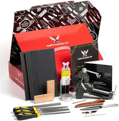 Knife Making Kit DIY Gift for Men - Gift Set, Complete Tools, & Accessories to Make Knife, Stainless Steel Bushcraft Blade, Beginners Guide, Husband Boyfriend Dad Handwork Hobbies, Gift for Him by ThreeWayCut