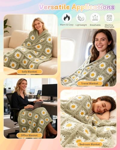Coopay Crochet Kit for Beginners, Granny Square Crochet Blanket Kit, Camel - Image 2