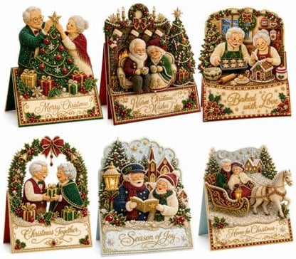 6 Pcs DIY Christmas Pearl Diamond Art Cards for Adults，Santa Claus Grandma - Image 2