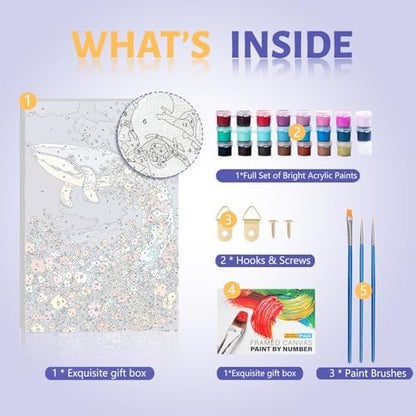 Framed Paint by Numbers Kit for Adults Beginner & Kids Ages 8-12, Dolphin Easy Paint by Numbers with frame, without Easel, DIY Acrylic number painting Kits on Canvas for Gift Home Decor 8 x 12 Inch - Image 5