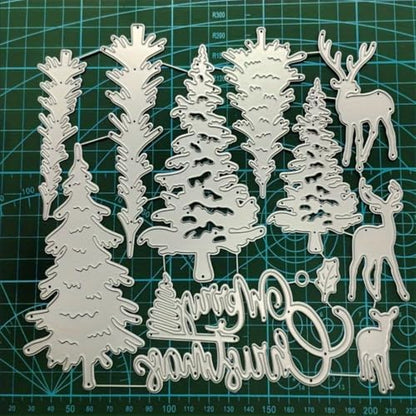 Scrapbooking Die-Cuts, Christmas Metal Cutting Dies for Card Making, Paper Craft Punch Template, Background Embossing Stencils, DIY Album Décor (Merry Christmas Trees and Deer-17.9x15.8cm) - Image 6