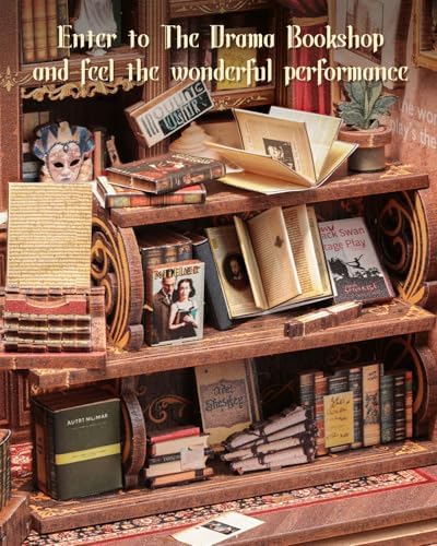 Cutefun Book Nook Kit - DIY Miniature Dollhouse Booknook Kit for Adults and Teens, 3D Wooden Puzzle Bookshelf Insert Decor with LED Light, Gifts for Family and Friends (The Drama Bookshop) - Image 4