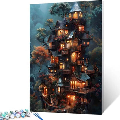 Tree House Paint by Numbers Kit for Adults Plant Paint by Numbers on Canvas, DIY Acrylic Oil Painting Kits for Adults Beginners with Brushes, Hobbies for Women for Home Wall Decor Gifts 24x32 in 5-65 - Image 4