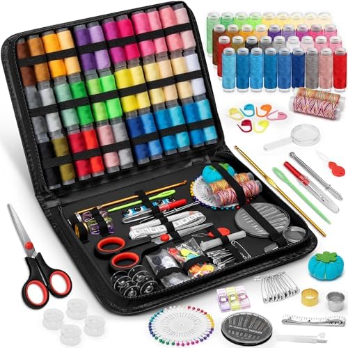 KEYHOT Sewing kit Basic,Needle and Thread Kit,Travel Small Sewing Machine Supplies for Adults Beginners Men, Home Travel Emergency Including Scissors Measure Tape Needle Threader (181pcs) by KEYHOT