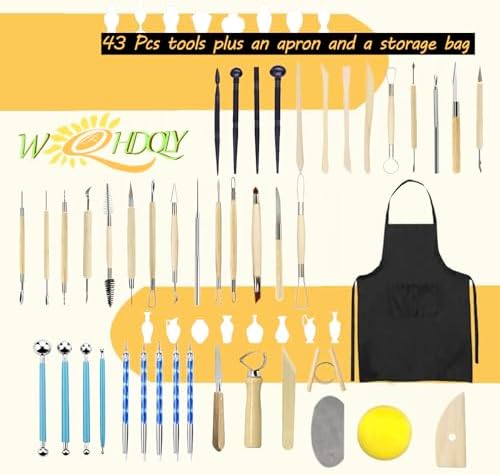 WQHDQLY 45PCS Pottery Tools, Practical Polymer Clay Sculpting Tools Kit, Air Dry Clay Tools Set for Adults, Pottery Craft, Carving, Dotting, Shaping, Molding, Modeling,Drawing - Image 3