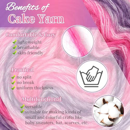 Aeelike Cake Yarn for Crocheting, Soft Ombre Crochet Yarn, Lotus Purple - Image 4