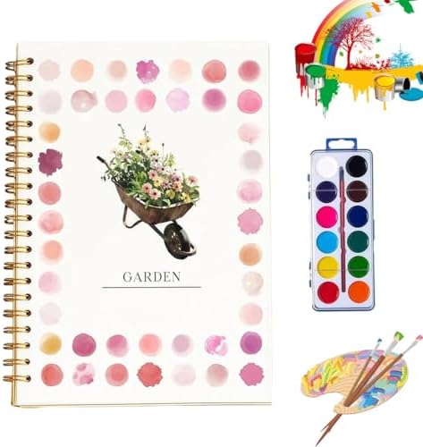 Clhjinruoliu Water Color Workbook,Animals Flowers Ocean Water Coloring Book, Nature Scenes Paint Set Art Crafts, Beginner-Friendly Watercolor Workbook, with 12 Colors Paints Set with Paint Brush,Garde by clhjinruoliu