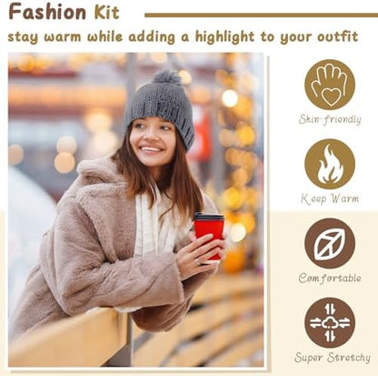 Maasechs Knitting Kits for Beginners Adults Complete Hat Knit Set with Yarn Bamboo Needles Starter Crochet Kit with Full Knitting Crochet Accessories for Women and Men(Gray) - Image 6