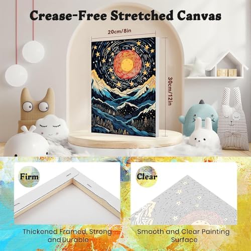 4 Pack Scenery Paint by Numbers for Adults with Frame Canvas - Wooden Easel - Image 2