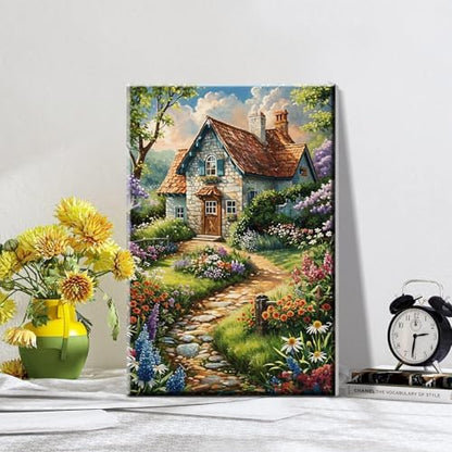 ATDMS House Flowers Paint by Numbers Kits for Adult with Frame, 8x12 Inch - Image 2
