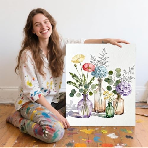 ACANDYL Flower Paint by Numbers Kit for Adults Beginner DIY Painting Kits for Adults Peony Easy Adult Paint by Number Kits on Canvas Eucalptus Leaves Color by Numbers for Gifts Home Decor 16x20 Inch - Image 7