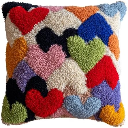 DIY Latch Hook Pillow Kit Colorful Heart 43x43cm by Unknown