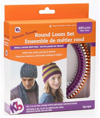 Authentic Knitting Board Premium Round Loom Set, Small Gauge Knitting Looms by AuthenticKnittingBoard