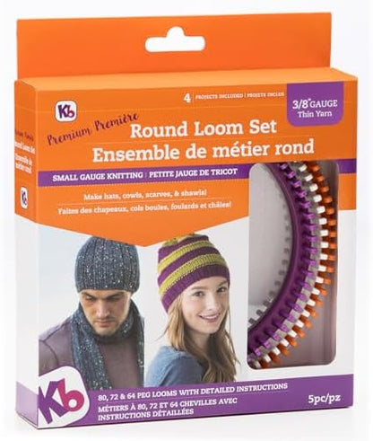 Authentic Knitting Board Premium Round Loom Set, Small Gauge Knitting Looms by AuthenticKnittingBoard