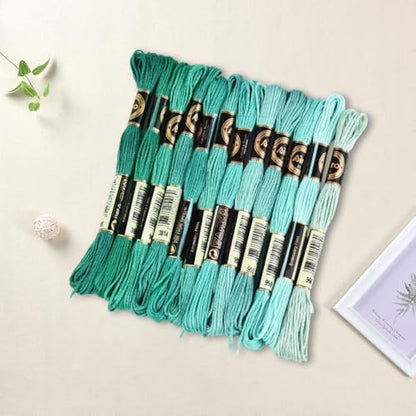12 Skeins 6 Strands Green Cross Stitch Thread Variegated Gradient Embroidery Floss Polyester Friendship Bracelet String Yarn Threads Bulk for Hand Sewing Bracelets Needlecraft DIY Stitching - Image 3