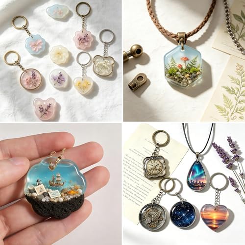 16 Cavity Resin Keychain Silicone Mold with Hole Jewelry Pendant Ear Stud Epoxy Casting Molds, DIY Craft Molds for Necklace Pendant, Earring, Cabochon Gem Making - Image 5