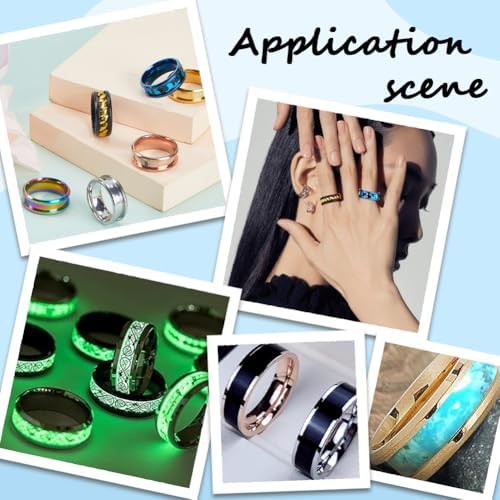 SUNNYCLUE 1 Box 12Pcs Inlay Ring Blanks Stainless Steel Ring Blanks Size 8 Grooved Ring Core Black Blue Rose Gold Round Empty Rings Inlay Ring Base Blanks for Jewelry Making Kits Men Women DIY Craft - Image 6