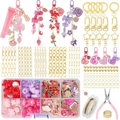Ecoofor 458 Pcs Keychain Making Kit — Includes 19 Keychain Clips, 25 Extender Chains, 80 Charms, Beading Accessories, Jewelry Pliers — DIY Bag Charms & Jewelry Craft Kit Supplies - Image 7