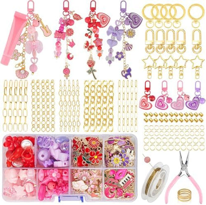 Ecoofor 458 Pcs Keychain Making Kit — Includes 19 Keychain Clips, 25 Extender Chains, 80 Charms, Beading Accessories, Jewelry Pliers — DIY Bag Charms & Jewelry Craft Kit Supplies - Image 7