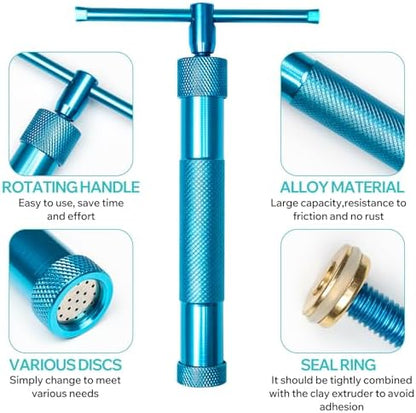 Polymer Clay Tools, Clay Extruder, Sugar Paste Extruder, Cake Fondant Tool Set for Decorating, Ceramics & Pottery Clay Extruders Mixers & Presses (Blue) - Image 6