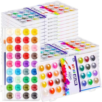 Nuanchu Gifts Bulk Watercolor Paint Washable Watercolor Paint Kits Palette and Brushes Portable Water Color Supplies for Adults, Beginners Artists Graduation Gift(20 Pack,36 Colors) by Nuanchu