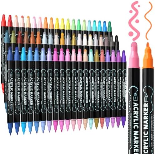 nauets 60 Colors Precision Dual Tip Acrylic Paint Markers Pens - Dot & Fine by nauets