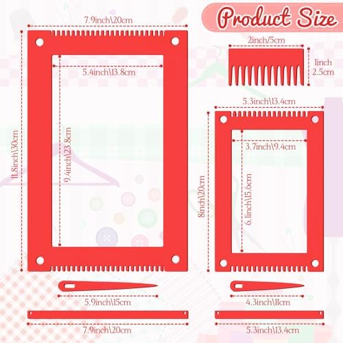 Juexica 7-piece Weaving Loom Kit for Beginners, Complete Wooden, Red - Image 2