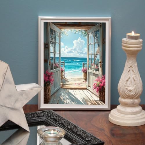MBNTJHT DIY Scenery Paint by Numbers Kit for Adults on Canvas,Landscape Beach Digital Oil Painting Kit for Adults Beginner,Easy Scenery Acrylic Paint by Number Kits for Holiday Gifts 16X20 Inch. - Image 3