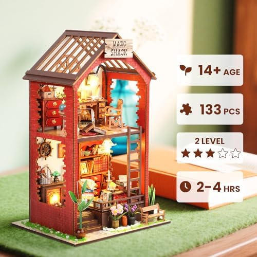 Book Nook Kit Magic Shack DIY 3D Puzzle Wooden Dollhouse with LED Lights - Image 3