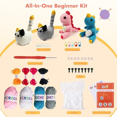 Easy Crochet Kit for Beginners with Step-by-Step Video Tutorials, 4PCS - Image 2