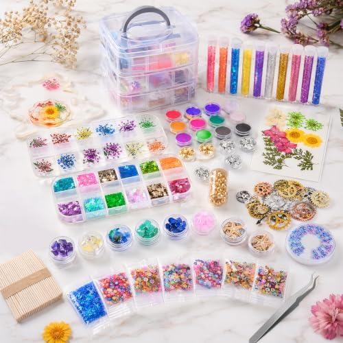 QimYiag 138 Pcs DIY Resin Kit, Epoxy Resin Kit, Resin Jewelry Making Kit Silicone Molds for DIY Crafts Jewelry Making - Image 3