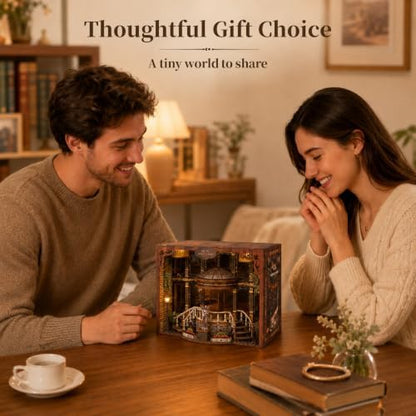 Archives Library Book Nook Kit with LED Light, DIY Miniature House Kit - Image 5