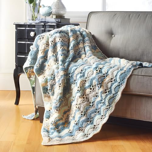 Mary Maxim Waterfall Ripple Afghan Crochet Kit, Soft Alpaca Blend Worsted Weight Yarn and Pattern Included, Cozy Afghan Blanket Crocheting Kit for Adults, Finished Size 46" x 60" by MaryMaxim